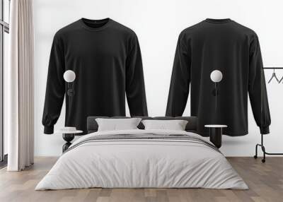 Black long sleeve tshirt mockup isolated created with Generative AI Wall mural