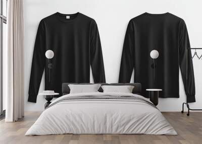 Black long sleeve tshirt mockup isolated created with Generative AI Wall mural