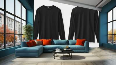 Black long sleeve tshirt mockup isolated created with Generative AI Wall mural