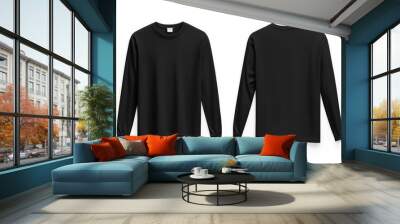 Black long sleeve tshirt mockup isolated created with Generative AI Wall mural