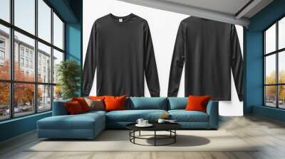 Black long sleeve tshirt mockup isolated created with Generative AI Wall mural