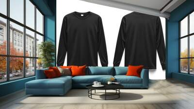 Black long sleeve tshirt mockup isolated created with Generative AI Wall mural