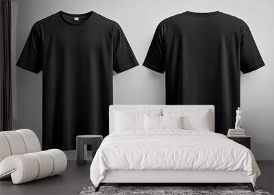 Black Tshirt Mockup Front and Back Isolated created with Generative AI Wall mural