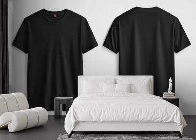 Black Tshirt Mockup Front and Back Isolated created with Generative AI Wall mural