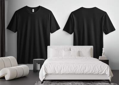 Black Tshirt Mockup Front and Back Isolated created with Generative AI Wall mural