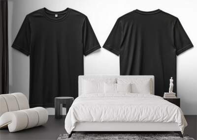 Black Tshirt Mockup Front and Back Isolated created with Generative AI Wall mural