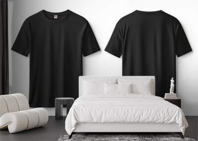 Black Tshirt Mockup Front and Back Isolated created with Generative AI Wall mural