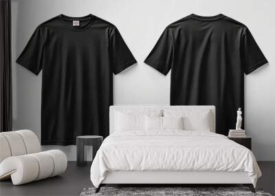 Black Tshirt Mockup Front and Back Isolated created with Generative AI Wall mural