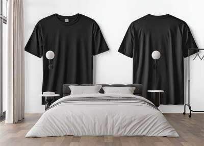 Black Tshirt Mockup Front and Back Isolated created with Generative AI Wall mural