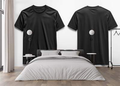 Black Tshirt Mockup Front and Back Isolated created with Generative AI Wall mural