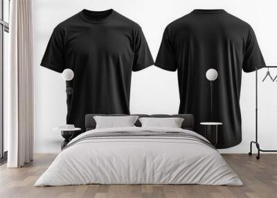 Black Tshirt Mockup Front and Back Isolated created with Generative AI Wall mural