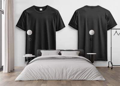 Black Tshirt Mockup Front and Back Isolated created with Generative AI Wall mural