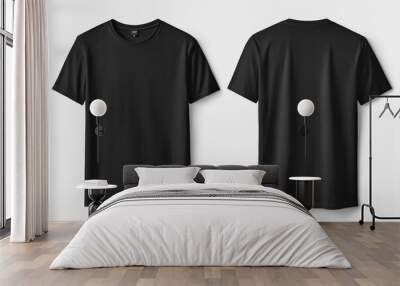 Black Tshirt Mockup Front and Back Isolated created with Generative AI Wall mural