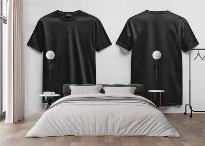 Black Tshirt Mockup Front and Back Isolated created with Generative AI Wall mural