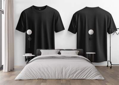 Black Tshirt Mockup Front and Back Isolated created with Generative AI Wall mural