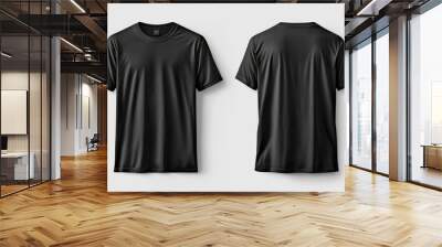 Black Tshirt Mockup Front and Back Isolated created with Generative AI Wall mural