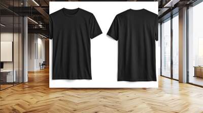 Black Tshirt Mockup Front and Back Isolated created with Generative AI Wall mural