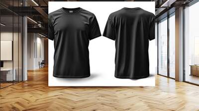 Black Tshirt Mockup Front and Back Isolated created with Generative AI Wall mural