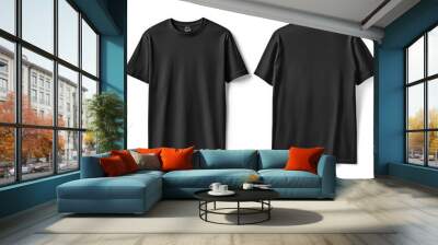 Black Tshirt Mockup Front and Back Isolated created with Generative AI Wall mural