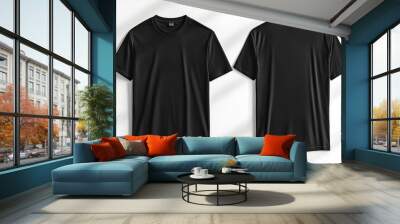 Black Tshirt Mockup Front and Back Isolated created with Generative AI Wall mural