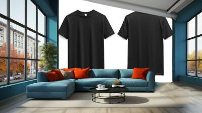 Black Tshirt Mockup Front and Back Isolated created with Generative AI Wall mural