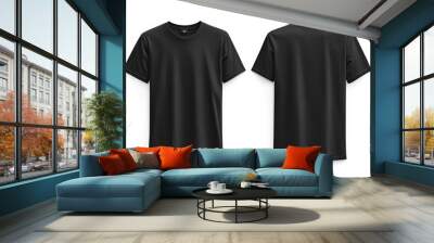 Black Tshirt Mockup Front and Back Isolated created with Generative AI Wall mural