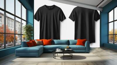 Black Tshirt Mockup Front and Back Isolated created with Generative AI Wall mural