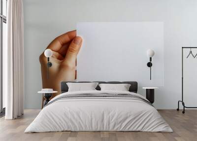 Blank paper mockup on hand created with generative AI Wall mural