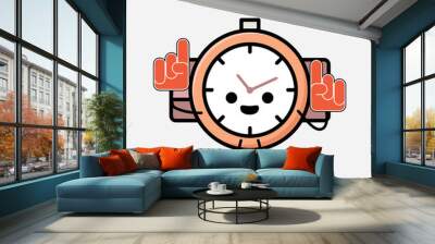 Cute Hand Watch Mascot Vector Character in Flat Design Style Wall mural