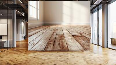 Empty bedroom interior background wooden floor created with Generative AI Wall mural