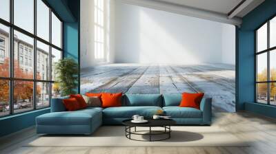 Interior background with wooden floor created with generative ai Wall mural