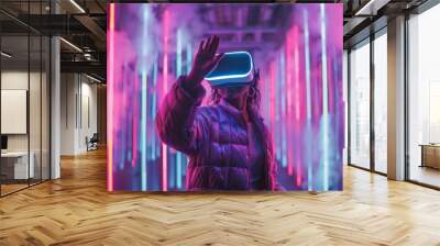 People Using Virtual Reality Technology created with Generative AI Wall mural