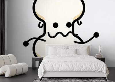 Vector Illustration of Bone Character with cute face and simple body line drawing Wall mural