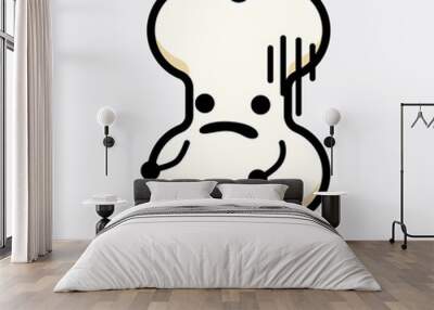 Vector Illustration of Bone Character with cute face and simple body line drawing Wall mural