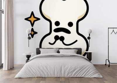 Vector Illustration of Bone Character with cute face and simple body line drawing Wall mural