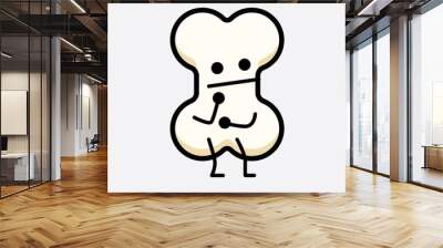 Vector Illustration of Bone Character with cute face and simple body line drawing Wall mural