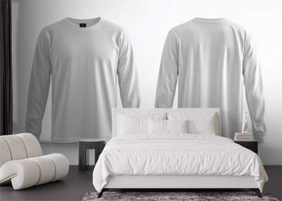 White Long Sleeve Tshirt Mockup Isolated created with Generative AI Wall mural