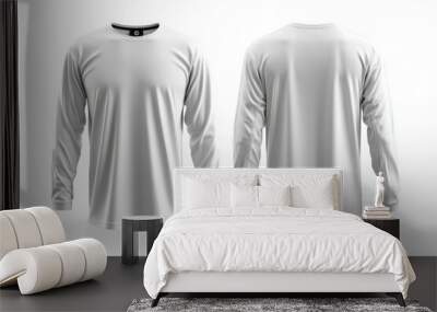 White Long Sleeve Tshirt Mockup Isolated created with Generative AI Wall mural