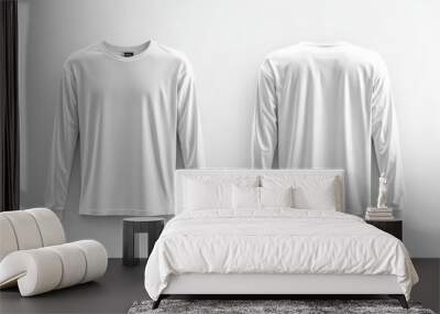 White Long Sleeve Tshirt Mockup Isolated created with Generative AI Wall mural