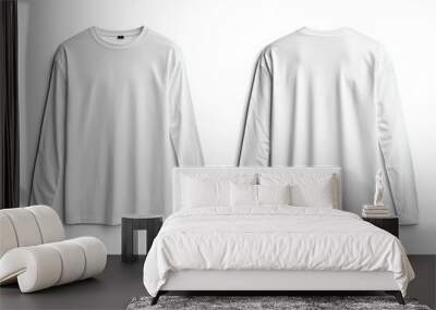 White Long Sleeve Tshirt Mockup Isolated created with Generative AI Wall mural