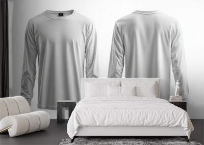 White Long Sleeve Tshirt Mockup Isolated created with Generative AI Wall mural