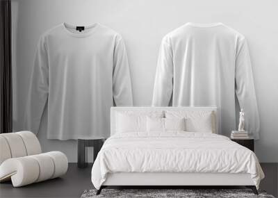 White Long Sleeve Tshirt Mockup Isolated created with Generative AI Wall mural