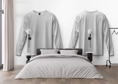 White Long Sleeve Tshirt Mockup Isolated created with Generative AI Wall mural