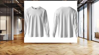 White Long Sleeve Tshirt Mockup Isolated created with Generative AI Wall mural