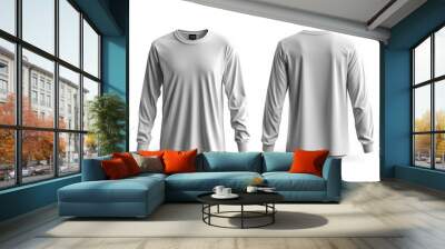 White Long Sleeve Tshirt Mockup Isolated created with Generative AI Wall mural