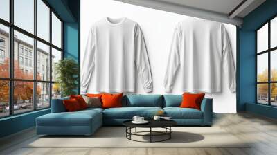 White Long Sleeve Tshirt Mockup Isolated created with Generative AI Wall mural