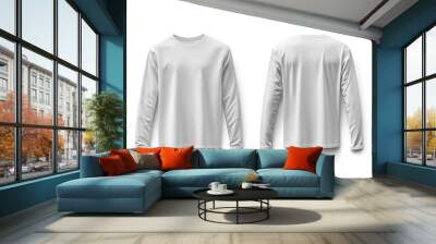 White Long Sleeve Tshirt Mockup Isolated created with Generative AI Wall mural