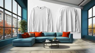 White Long Sleeve Tshirt Mockup Isolated created with Generative AI Wall mural