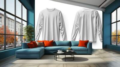 White Long Sleeve Tshirt Mockup Isolated created with Generative AI Wall mural