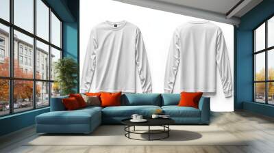 White Long Sleeve Tshirt Mockup Isolated created with Generative AI Wall mural